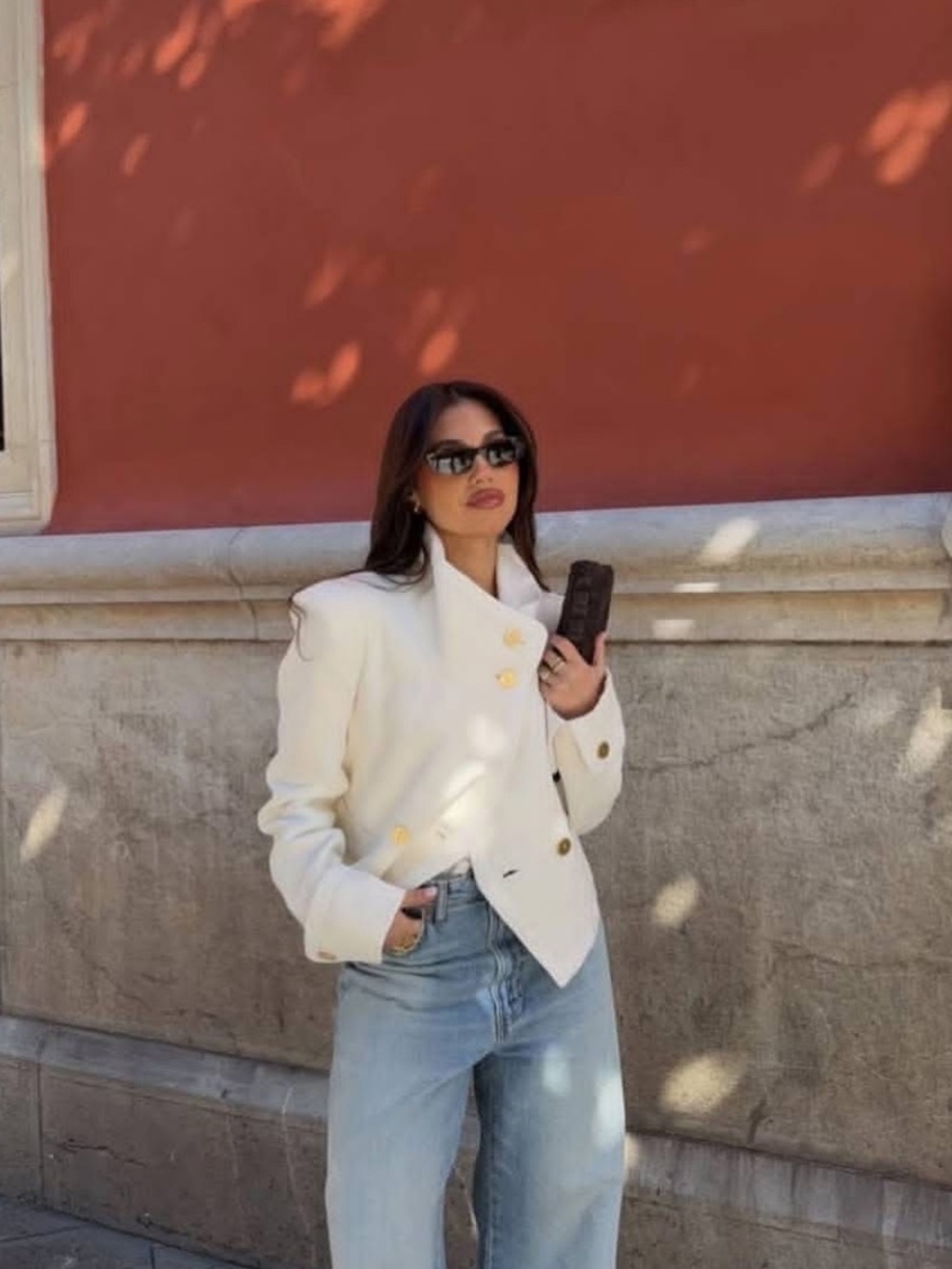 Cream Cropped Bomber Jacket